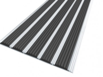 Алюминиевая полоса 162/6 с пятью цветными вставками: черный, серый, бежевый, коричневый, желтый. Без отверстий под крепёж.