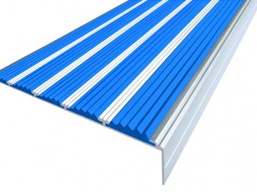 Алюминиевый угол-порог 160/6/30 с 5 цветными вставками: синий, голубой, красный, белый, зеленый, оранжевый. Без отверстий под крепёж.