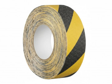 Противоскользящая сигнальная черно-желтая абразивная лента Notslippery.
