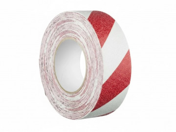 Противоскользящая сигнальная красно-белая абразивная лента Notslippery.