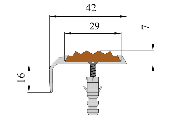Накладка угловая противоскользящая металлическая на ступени схема крепления