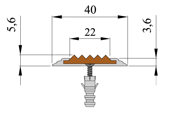 Алюминиевая полоса с резиновой вставкой Евро Стандарт размер.